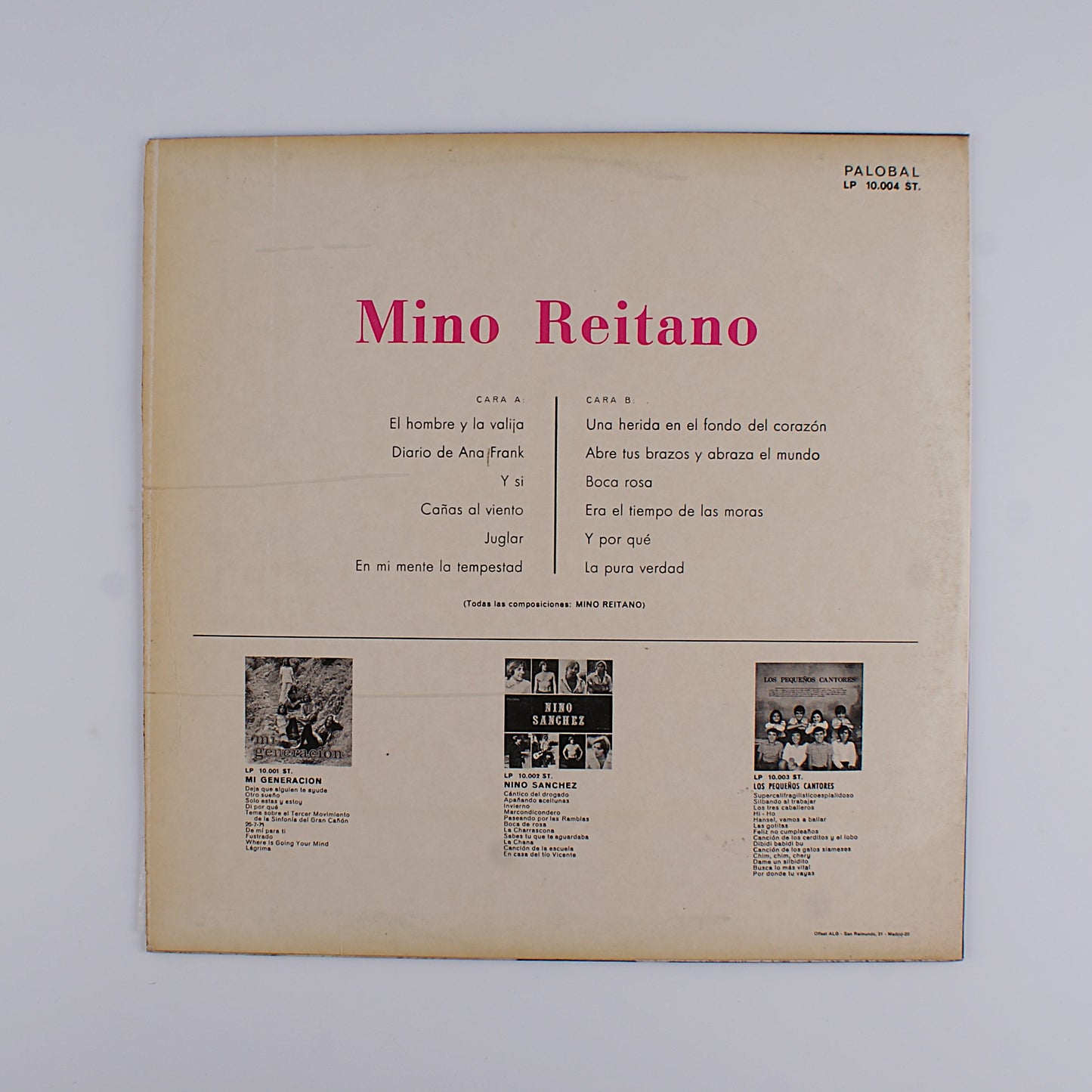 Mino Reitano - same - 12' Made in Spain - Canta in spagnolo 1972