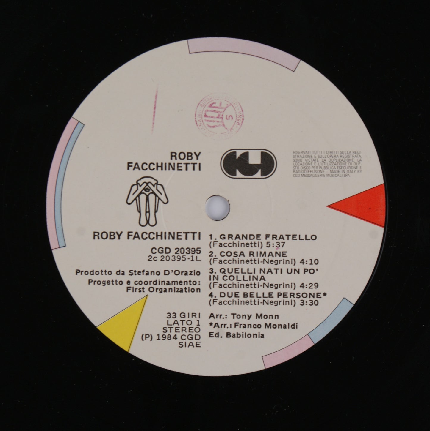 Roby Facchinetti - same - 12' CGD 1984