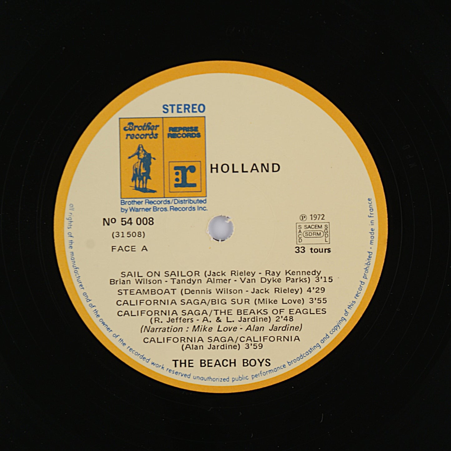 The Beach Boys - Holland - Made in France - Warner Bros 1972