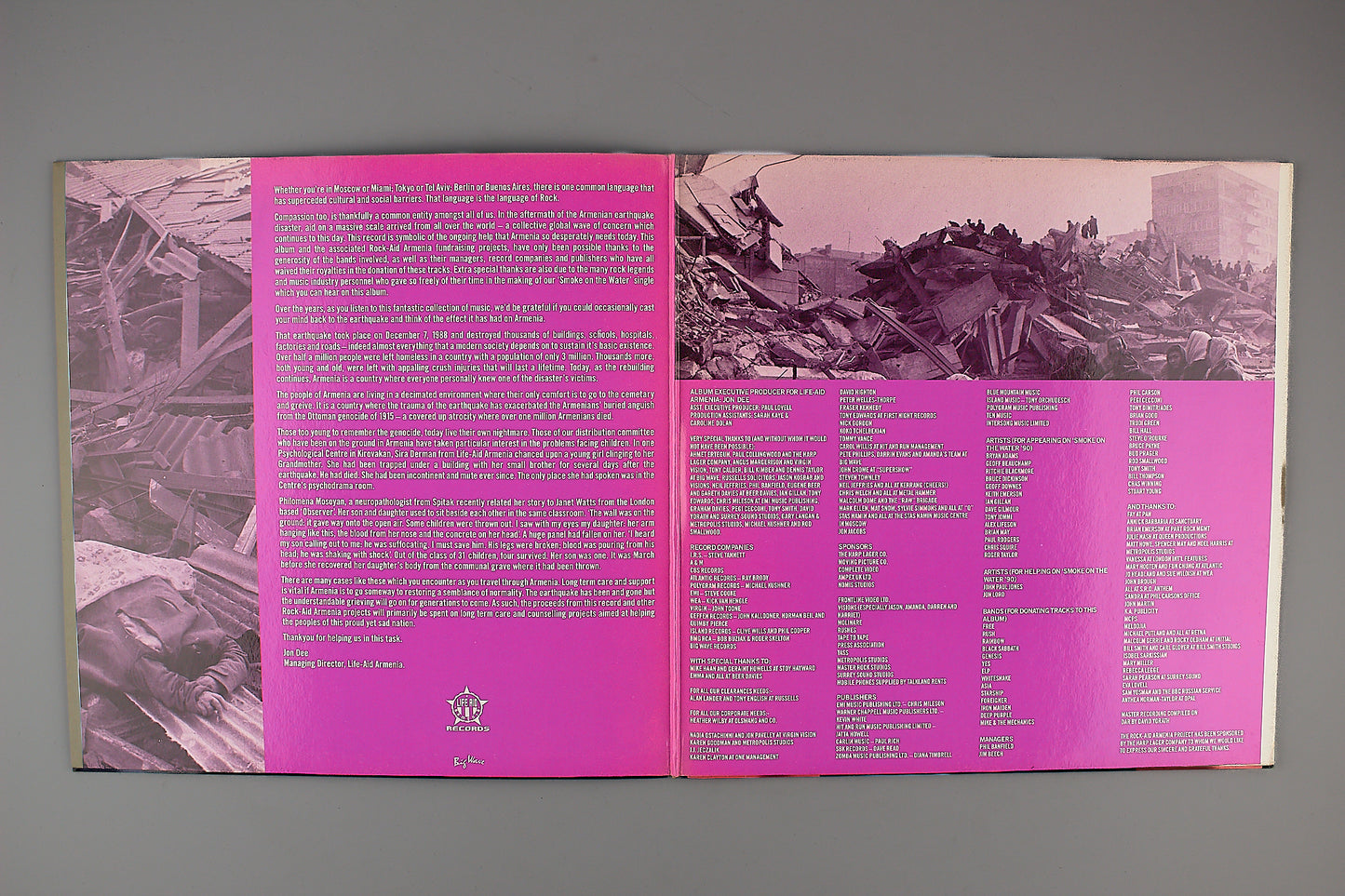 Rock Aid Armenia - The Earthquake Album - Gatefold 1990