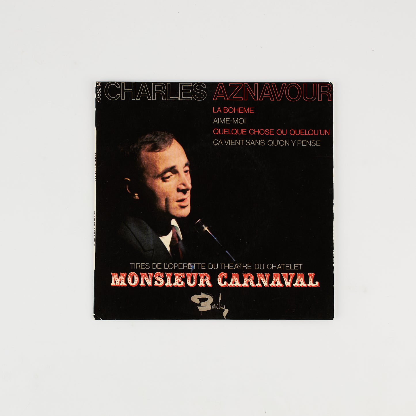 Charles Aznavour - Monsieur Carnaval - 7' EP Barclay - Made in France