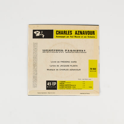 Charles Aznavour - Monsieur Carnaval - 7' EP Barclay - Made in France